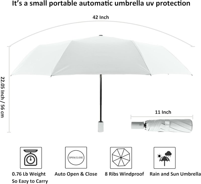 BAODINI Small UV Protection Travel Umbrella Compact for Rain and Sun UPF 50+ Windproof Portable 42 inch Umbrella for Women and Men - Image 5